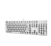 cigemay Clavier mécanique, Clavier de Jeu Blanc avec Capuchon Rond rétro, Touches de Fonction de Raccourci, et Pas Facile à Porter, Plug and Play, Aucun Pilote requis