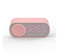 cigemay Réveil avec Haut-parleur Bluetooth/lumière Rétroéclairée/écran Miroir, Horloge Numérique Rose avec Radio FM Portative Chargement Micro USB avec Cadeau Sonore HIFI pour les Filles Lisant