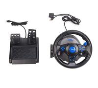 cigemay Volant de Course de Jeu avec Pédales, Compatible avec PS3/PS2/PC, Volant de Course 3 en 1 Volant de Vibration USB, Rotation à 180 Degrés du Volant de Jeu de Course