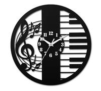 CIGERA Horloge Murale de Musique de 30,5 cm avec Note de Musique et Cadran e Piano, Mouvement d'horloge Silencieux et Fonctionne à Piles, Excellente décoration et Beau Cadeau pour Les Amateurs