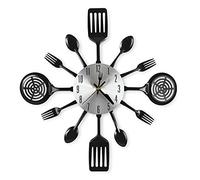 CIGERA Horloges murales de Cuisine de 40,6 cm avec Cadran Fourchette et cuillère, Mouvement d'horloge Silencieux et Fonctionnement à Piles, Excellente décoration Murale et Cadeau de Pendaison de