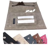 Ciggy Jumper Sac à tabac Pochettes à tabac à rouler en cuir souple avec compartiments pratiques pour : filtres, papiers à rouler de illes et plus légers 2.) Gris Pierre Double