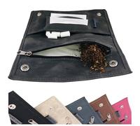 Ciggy Jumper Sac à tabac Pochettes à tabac à rouler en cuir souple avec compartiments pratiques pour : filtres, papiers à rouler de illes et plus légers (2.) Gris Double)