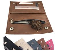 Ciggy Jumper Sac à tabac Pochettes à tabac à rouler en cuir souple avec compartiments pratiques pour : filtres, papiers à rouler de illes et plus légers 3.) Cognac Longue