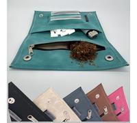 Ciggy Jumper Sac à tabac Pochettes à tabac à rouler en cuir souple avec compartiments pratiques pour : filtres, papiers à rouler de illes et plus légers (2.) Turquoise Double)
