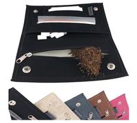 Ciggy Jumper Sac à tabac Pochettes à tabac à rouler en cuir souple avec compartiments pratiques pour : filtres, papiers à rouler de illes et plus légers 3.) Noir Longue