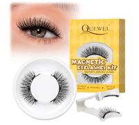 Ciglia Finte Magnetiche Naturali, Ciglia Finte Magnetiche riutilizzabili con applicatore, non c'è bisogno di colla magnetica per Ciglia QUEWEL facile da indossare e rimuovere (Style A)
