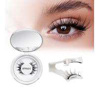 Ciglia Finte Magnetiche Naturali, Ciglia Finte Magnetiche riutilizzabili con applicatore, non c'è bisogno di colla magnetica per Ciglia QUEWEL facile da indossare e rimuovere (Set-C-1)