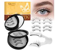 Ciglia Finte Magnetiche Naturali, Ciglia Finte Magnetiche riutilizzabili con applicatore, non c'è bisogno di colla magnetica per Ciglia QUEWEL facile da indossare e rimuovere (DH01+03)