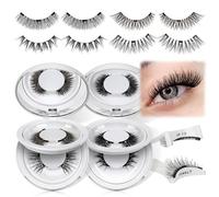 Ciglia Finte Magnetiche Naturali, Ciglia Finte Magnetiche riutilizzabili con applicatore, non c'è bisogno di colla magnetica per Ciglia QUEWEL facile da indossare e rimuovere （4 Style)