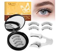 Ciglia Finte Magnetiche Naturali, Ciglia Finte Magnetiche riutilizzabili con applicatore, non c'è bisogno di colla magnetica per Ciglia QUEWEL facile da indossare e rimuovere （dh02-2)