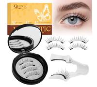 Ciglia Finte Magnetiche Naturali, Ciglia Finte Magnetiche riutilizzabili con applicatore, non c'è bisogno di colla magnetica per Ciglia QUEWEL facile da indossare e rimuovere (DH01)