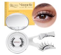 Ciglia Finte Magnetiche Naturali, Ciglia Finte Magnetiche riutilizzabili con applicatore, non c'è bisogno di colla magnetica per Ciglia QUEWEL facile da indossare e rimuovere (Set-I-1)