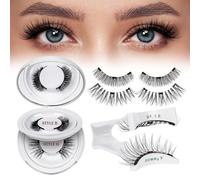 Ciglia Finte Magnetiche Naturali, Ciglia magnetiche riutilizzabili con applicatore, non necessita di colla, facile da indossare e rimuovere, Include una guida di utilizz(Set-B+H)