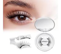 Ciglia Finte Magnetiche Naturali, Ciglia magnetiche riutilizzabili con applicatore, non necessita di colla, facile da indossare e rimuovere, Include una guida di utilizz(Set-H-1)