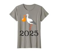 Cigogne apporte le bébé, bébé arrive bientôt, maman 2025 T-Shirt