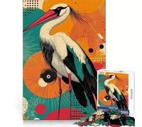 Cigogne avec Fond géométrique Puzzle de 1000 pièces pour Adolescents, Jouet Anti-Stress, découpe Nette, liste de souhaits du Père Noël 38x52cm