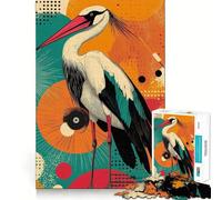 Cigogne avec Fond géométrique Puzzle de 1000 pièces pour Adolescents, Jouet Anti-Stress, découpe Nette, liste de souhaits du Père Noël 50x75cm