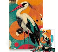 Cigogne avec Fond géométrique Puzzle de 1000 pièces pour Adolescents, Jouet Anti-Stress, découpe Nette, liste de souhaits du Père Noël 38x52cm