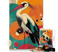 Cigogne avec Fond géométrique Puzzle de 1000 pièces pour Adolescents, Jouet Anti-Stress, découpe Nette, liste de souhaits du Père Noël 50x75cm