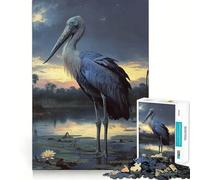 Cigogne Bec-en-Sabot au crépuscule Puzzle 1000 pièces pour Adultes Jeu de logique mentale Anti-Stress Découpe Ferme 38x52cm