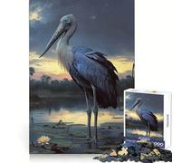 Cigogne Bec-en-Sabot au crépuscule Puzzle 1000 pièces pour Adultes Jeu de logique mentale Anti-Stress Découpe Ferme 38x52cm