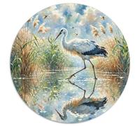 Cigogne Blanche 1000 Pièces Casse-tête Oiseau Puzzles Circulaires pour Adultes Et Enfants Classiques Cadeaux Décompression 1000pcs (67.5x67.5cm)