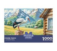Cigogne Blanche 1000 Pièces Jigsaw Puzzle Oiseau pour Adultes Classiques Cadeaux Qualité Supérieure Activité Créative 38x26cm/1000pcs