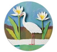 Cigogne Blanche 1000 Pièces Puzzle Oiseau Puzzles Circulaires pour Adultes Et Enfants Classiques Cadeaux Qualité Supérieure 1000pcs (67.5x67.5cm)