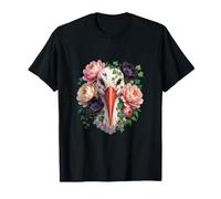Cigogne Blanche avec pivoines et Roses Violettes foncées T-Shirt