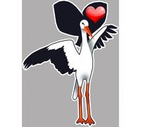 Cigogne Coeur Alsacien - 15x11,4cm - Sticker/Autocollant