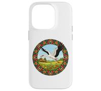 Cigogne Folklorique Polonaise Wycinanki Village Fleur Art Coque pour iPhone 14 Pro