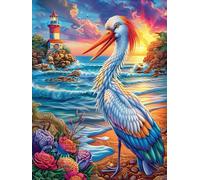 Cigogne près d'un Phare côtier Puzzle 1000 Pièces pour Adultes Jeu De Réflexion Educa Famille Challenge Créatif Relaxation Art Cadeau De Fête 1000 PCS