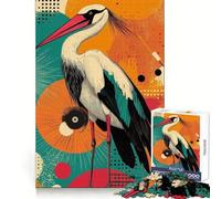 Cigogne sur Fond géométrique Puzzle de 1000 pièces pour Adolescents, activité de Stimulation cérébrale à Domicile, Bords précis, Cadeau Festif 38x26cm