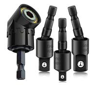 CIGOTU Adaptateur de perceuse à angle droit, extension de foret à percussion 4 en 1, rotation à 360°, ensemble d'adaptateurs de douille de qualité d'impact, 105 degrés pour l'industrie domestique et