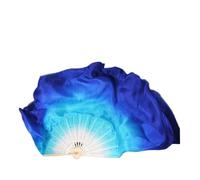 CIGPKLO Éventail De Danse du Ventre Éventail en Soie véritable, Paire de Voile, Accessoires Danse du Ventre, Blanc, Bleu Royal, dégradé Paillettes, éventail Pliant(36cm 50cm)