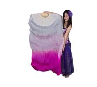 CIGPKLO Éventail De Danse du Ventre Voile de Danse du Ventre 100% Paires d'éventails en Soie (1L + 1R), Accessoire Costume léger et Fluide for Studio Musique, éloge l'église(A,180cmX90cm-Hot)