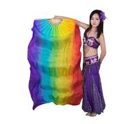 CIGPKLO Éventail De Danse du Ventre Voile de Danse du Ventre 100% Paires d'éventails en Soie (1L + 1R), Accessoire Costume léger et Fluide for Studio Musique, éloge l'église(Lake Blue,180cmX90cm-Hot)