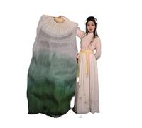 CIGPKLO Éventail De Danse du Ventre Voile de Danse du Ventre 100% Paires d'éventails en Soie (1L + 1R), Accessoire Costume léger et Fluide for Studio Musique, éloge l'église(Red,180cmX90cm-Hot)