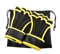 CIGPKLO Grip Pad Musculation 1 Paire de Gants Musculation épais antidérapants, poignées Gymnastique, haltères, Kettlebell, Coussinets poignée, Protection Plam Fitness(Black Yellow,S)