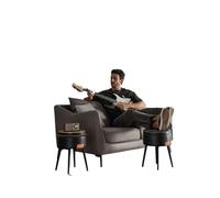 CIGPKLO Repose Pied Pouf de Rangement, Tabouret Coiffeuse, Cuir synthétique avec Coutures et Pieds en Acier, Charge 150(Black)