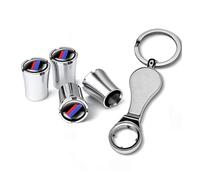 CIHAQQ Lot de 4 Bouchons de Valve de Pneu avec Clé Porte-Clés pour Audi A4 Allroad B8 (8K) 2009-2016 Antivol en Métal Capuchons de Valve à Air de Roue Étanche,Silver