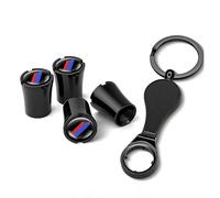 CIHAQQ Lot de 4 Bouchons de Valve de Pneu avec Clé Porte-Clés pour Audi Q8 4M 2018-Present Antivol en Métal Capuchons de Valve à Air de Roue Étanche,Classic Black