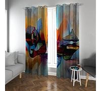 CIHCO Rideaux occultants colorés Rétro Abstrait Fille Réflexion Rustique Décoration de Maison Assombrissement Rideaux isolés Thermiques pour Chambre 2 Panneaux 2xW140xL245cm