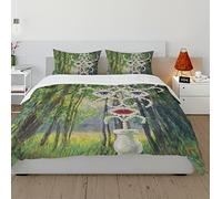CIHCOHOME René Magritte Style Abstrait Visage Couette Housse Paysage Naturel Forêt Décor Respirant Doux 3 Pièces Literie Set avec 2 Oreillers Shams 220x240cm