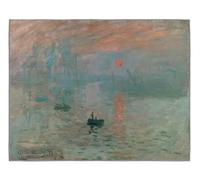 CIHCOHOME Tapis Monet Impression, 90x180cm Soleil levantTapis Paysage Port Brumeux avec voilier et Lever du Soleil pour Salon Chambre Bureau, décor impressionniste