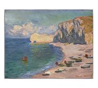 CIHCOHOME Tapis Paysage Falaise côtière Monet 90x180cmTapis Paysage océan Bleu pour Salon Chambre Maison de Plage, Art impressionniste, Poil Court, antidérapant