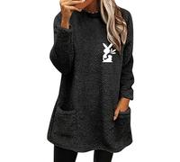 Cihdmfb Pull en polaire Teddy pour femme - Hiver chaud - Sans capuche - Élégant - Couleur unie - Manches longues - Pull en polaire - Grandes tailles - Col rond - Pull d'hiver thermique en peluche