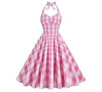 Cihdmfb Robe de cocktail pour femme - Robe de soirée rockabilly des années 1950 - Sans manches - Dos nu - Polka à pois - Rétro - Rockabilly - Swing - Ligne A - Jupe plissée - Longueur genou - Mariage