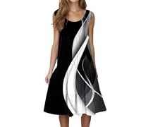 Cihdmfb Robe d'été pour femme - Vintage - Imprimé floral - Robe porte-jarretelles - Col en U - Sans manches - Robe midi surdimensionnée - Longueur genou - Élégante plissée - Robe de plage décontractée